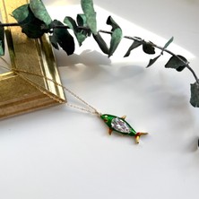 Alice İsstanbul Çelik Yeşil Taşlı Balık Kolye