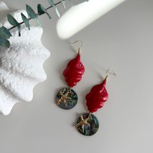 Alice İsstanbul Sedefli Kırmızı Deniz Kabuğu Küpe