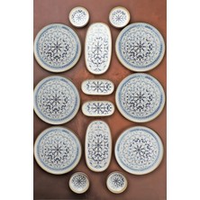 UltraMint Şık 14 Parça Porselen Kahvaltı Takımı 6 Kişilik Set