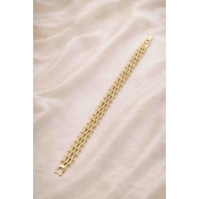 Xuping Gold Renk Çift Sıra Taşlı Modern Bileklik | Zarif ve Işıltılı Tasarım