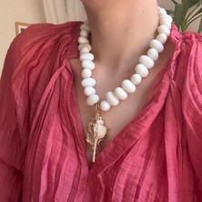 Alice İsstanbul Beyaz Boncuklu Deniz Kabuğu Kolye