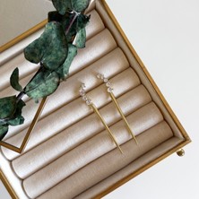 Alice İsstanbul Sıralı Taş Detaylı Gold Küpe