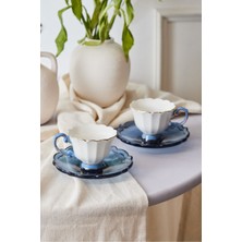 UltraMint Şık 2 Kişilik Akrilik Lacivert Kahve Fincan Takımı, 90 ml