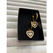 Pink Kalpli Taşlı Çelik Küpe