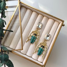 Alice İsstanbul Kristal Taşlı Turkuaz Uğur Böceği Küpe