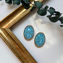 Alice İsstanbul Mavi Sedefli Oval Küpe