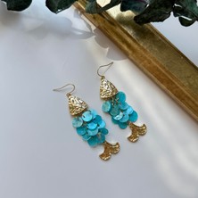 Alice İsstanbul Turkuaz Pullu Balık Küpe