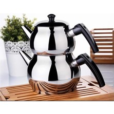 PremiumPort Elit Çaydanlık Takımı, Çelik Mini Boy, Siyah Bakalit Kulp, R217