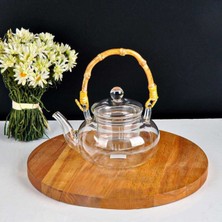 PremiumPort 1200 ml Bambu Saplı Isıya Dayanıklı Cam Demlik, Şık ve Pratik Kullanım