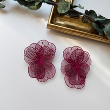 Alice İsstanbul Bordo Tel Çiçek Küpe