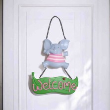 Lal Dizayn Figürlü Renkli Hoş Geldiniz Yazısı / Çocuk Odası & Kapı Girişi Duvar Süsü- Fil Figürlü