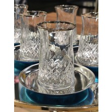 UltraMint Modern Metal Tabak Odin Gümüş Yaldız Çay Seti, Şık ve Dayanıklı Tasarım