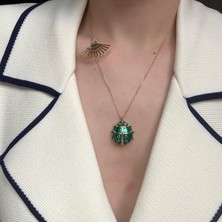 Alice İsstanbul Özel Seri Yeşil Mineli Uğur Böceği Kolye