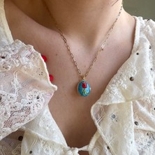 Alice İsstanbul Çelik Kapaklı Mavi Sedefli Lale Kolye