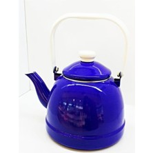 PremiumPort Büyük Boy Emaye Mavi Çaydanlık ve Demlik 3 Litre Seti