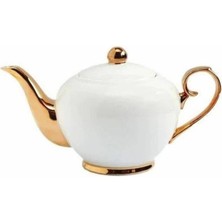 PremiumPort Beyaz ve Altın Detaylı Şık Demlik Seti, 4 Fincanlı, Zarif Tasarım