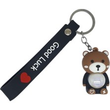 Aksiyon Global Figürlü ve Işıklı Silikon Anahtarlık -  Ayıcık - Siyah (Lisinya)