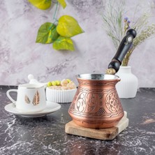 PremiumPort El Yapımı 6 Kişilik Kalın Bakır Türk Kahvesi Cezvesi, Gaziantep Üretimi