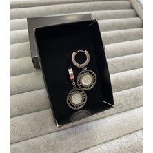 Pink Yuvarlak Sedef Taşlı Çelik Küpe