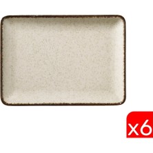 UltraMint Şık Modern Dikdörtgen Tabaklar 6'lı Set, Tarçın Renk, 18X13 cm