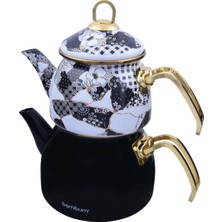 PremiumPort Şık Siyah Desenli Çaydanlık Takımı, Evinize Zarafet Katacak