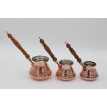PremiumPort Bakır Üzümlü Otantik 3'lü Cezve Seti, Şık ve Kullanışlı Mutfak Aksesuarı