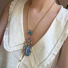 Alice İsstanbul Mavi Taşlı Mineli Scarab Kolye