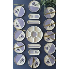 UltraMint Mor Gelincik 12 Kişilik 23 Parça Kahvaltı Takımı Seti