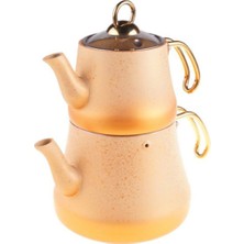 PremiumPort Krem Renkli Granit Çaydanlık Takımı, Şık ve Dayanıklı Set