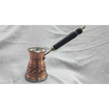 PremiumPort El Işlemeli Ahşap Saplı Kalın Bakır Cezve, Şık ve Dayanıklı Tarz