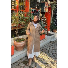 Tuğba Sarı Krem Giy Çık Uzun Kadın Mont