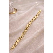 Xuping Gold Renk Çok Sıralı Taşlı Bileklik | Örgü Zincir Şık Kadın Bileklik