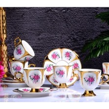 UltraMint Şık Porselen 6'lı Ayaklı Fincan Takımı, 90 Cc, Elegant Tasarım