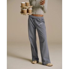 Adanola Varsity Loose Fit Straight Leg Sweatpants - Slate Blue