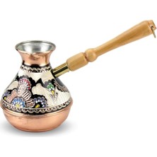 PremiumPort Gül Çiçek Bakır Rus Cezvesi 4 Fincanlı, Şık ve Zarif Tasarım