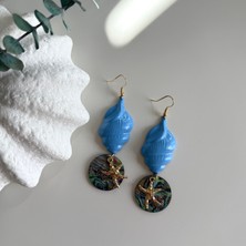 Alice İsstanbul Sedefli Mavi Deniz Kabuğu Küpe