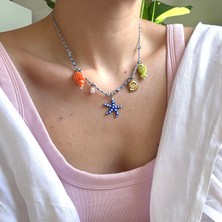 Alice İsstanbul Çelik Ipli Murano Charmlı Kolye