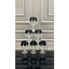 UltraMint El Işi Siyah Kristal Ayaklı Kahve ve Yanı Su Bardağı