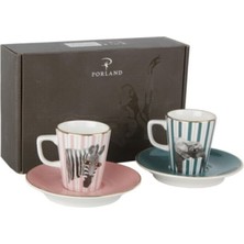 UltraMint Zebra ve Fil Temalı 4 Parçalı Kahve Takımı, Şık ve Günlük Kullanım Için