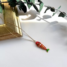 Alice İsstanbul Çelik Kırmızı Mineli Balık Kolye