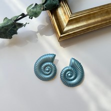 Alice İsstanbul Turkuaz Metalik Görünümlü Salyangoz Küpe