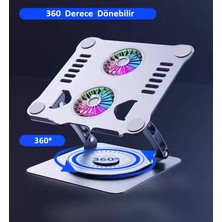 Storemax Metal Laptop Standı 360 Derece Dönebilir Rgb Çift Fanlı Premium Serisi Notebook Tutucu Alüminyum Yükseltici 11-17 Inç