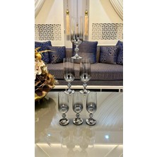 UltraMint Shiny Titanium Coated Crystal Silver Coffee Glass 180ML, Machine Guaranteed