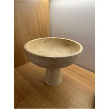 UltraMint Şık Traverten Doğal Taş Dekoratif Ayaklı Kase, Evinize Zarif Dokunuş
