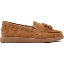 Derimod Kadın Taba Süet Deri Konfor Loafer 26PFD150510