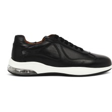 Derimod Erkek Siyah Bağcıklı Kalın Tabanlı Deri Casual Sneaker 26SFD632718