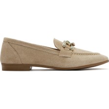 Derimod Kadın Bej Süet Deri Maskülen Loafer 26PFD130010