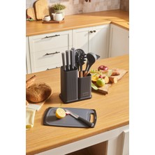 UltraMint 12 Parça Standlı Kesme Tahtalı Bıçak Seti, Modern ve Şık Tasarım