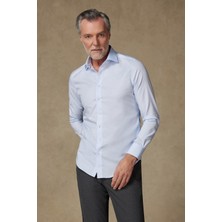 Abbate Donatello Non Iron Twill Pamuklu Slim Fit Açık Mavi Klasik Yaka Erkek Düz Gömlek