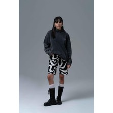 Saw Urbanity Washed Peace Oversize Sweatshirt Kadın Siyah